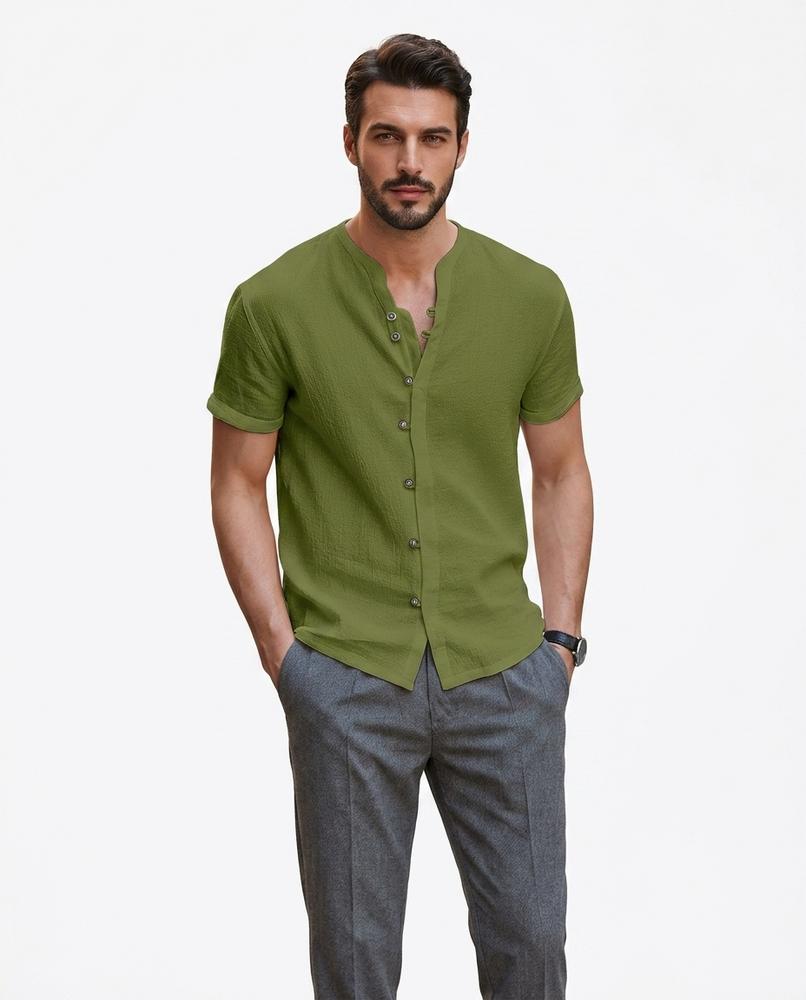 Nord Wear - Eemev | Band Collar Textured Shirt Men