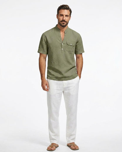 Nord Wear - Civum | Linen Band Collar Shirt Men