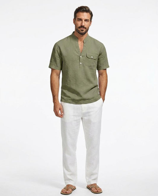 Nord Wear - Civum | Linen Band Collar Shirt Men
