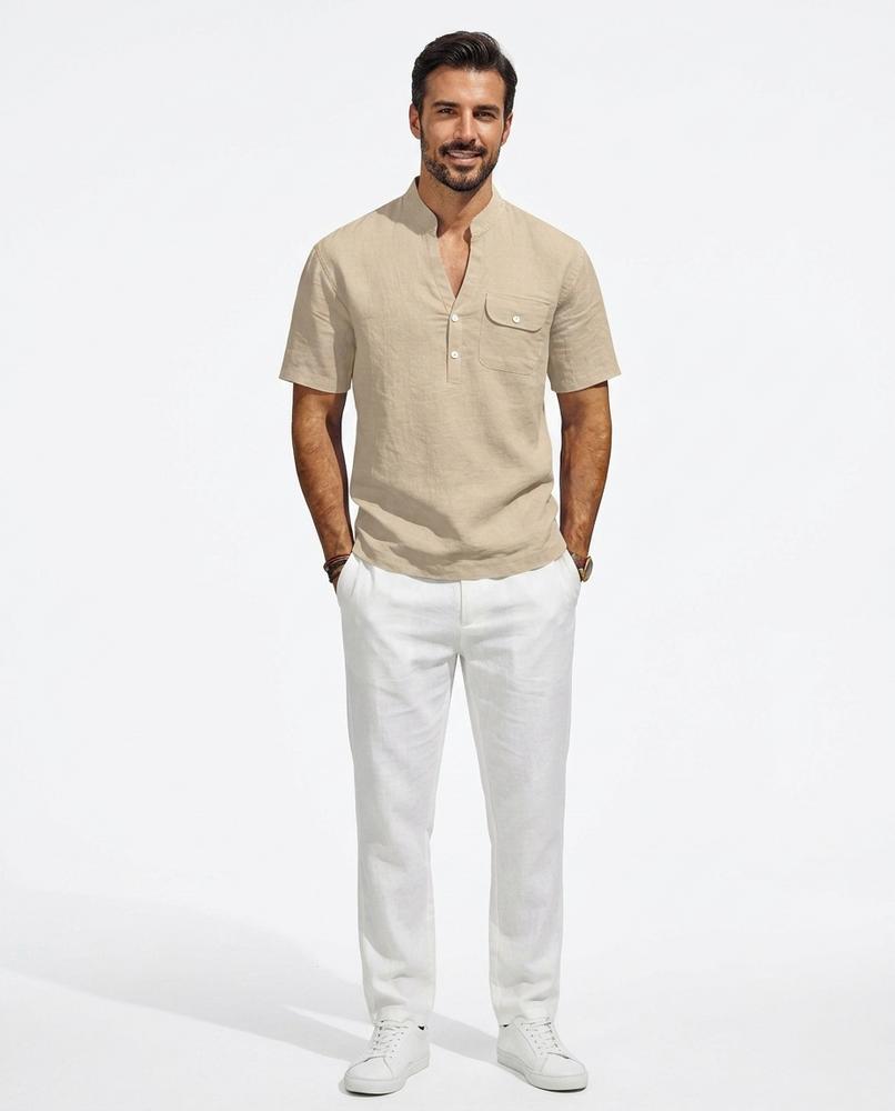 Nord Wear - Civum | Linen Band Collar Shirt Men