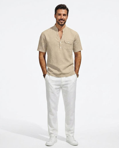 Nord Wear - Civum | Linen Band Collar Shirt Men