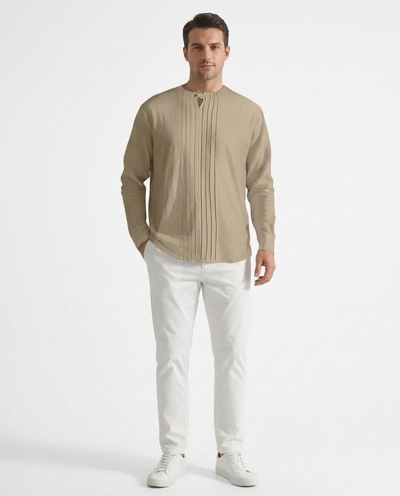 Nord Wear - Nodut | Pleated Band Collar Shirt Men