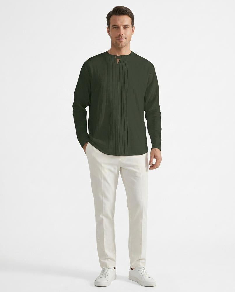 Nord Wear - Nodut | Pleated Band Collar Shirt Men