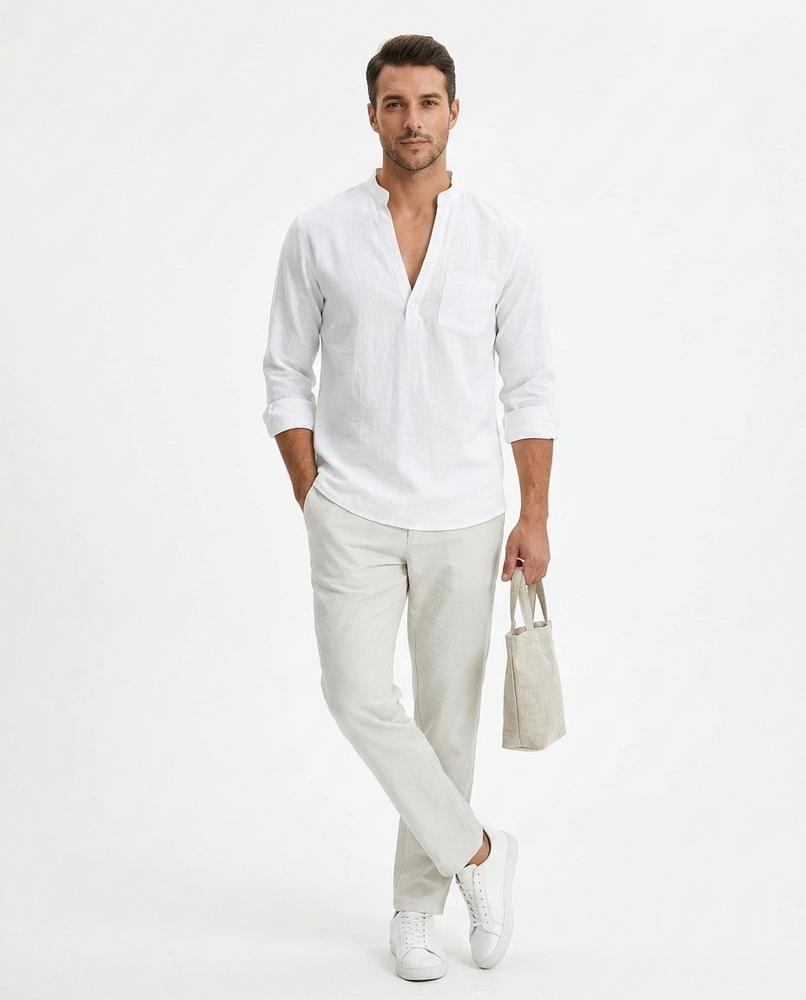 Nord Wear - Nasis | Linen Henley Shirt Men