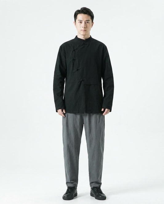 Nord Wear - Cidom | Mandarin Collar Asymmetrical Shirt Men