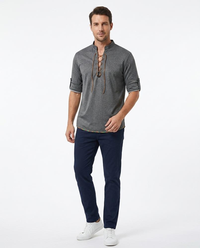 Nord Wear - Duher | Lace-Up Band-Collar Shirt Men