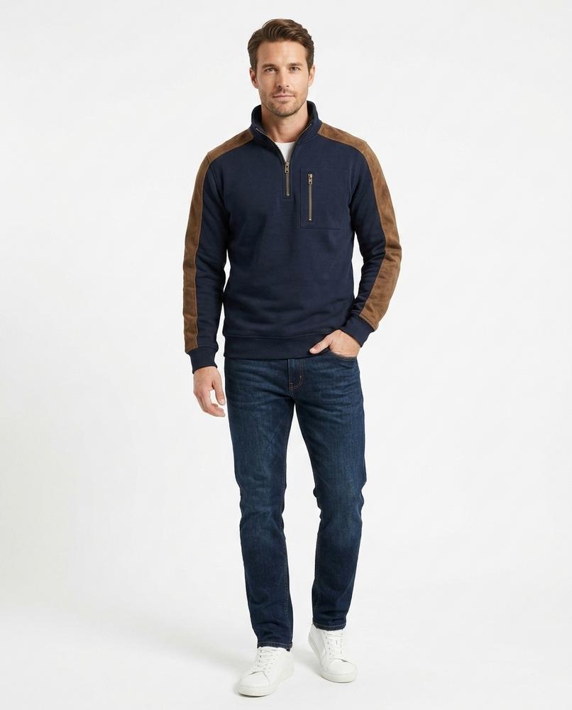 Nord Wear - Vutit | Suede-Paneled Quarter-Zip Sweatshirt Men