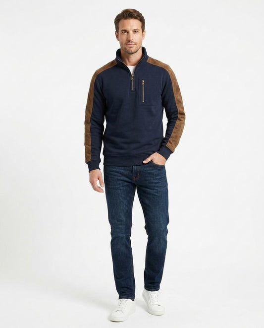 Nord Wear - Vutit | Suede-Paneled Quarter-Zip Sweatshirt Men