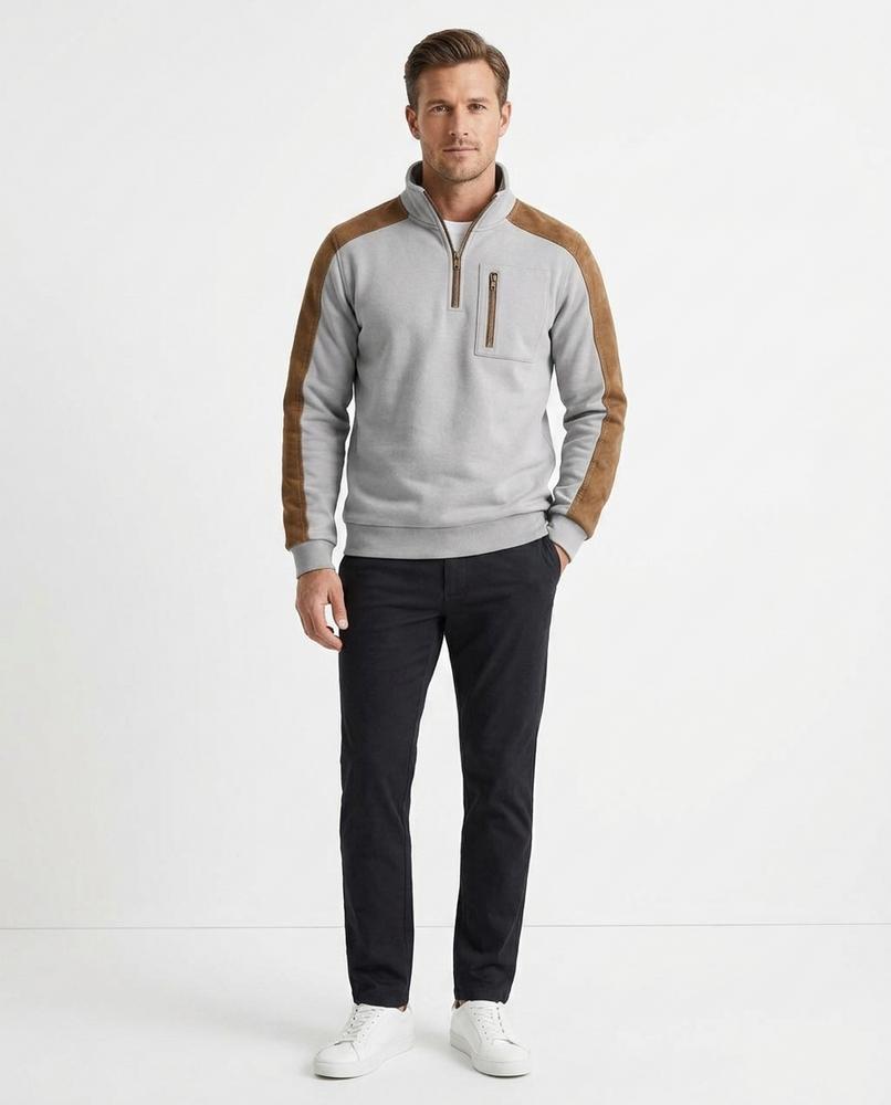 Nord Wear - Vutit | Suede-Paneled Quarter-Zip Sweatshirt Men