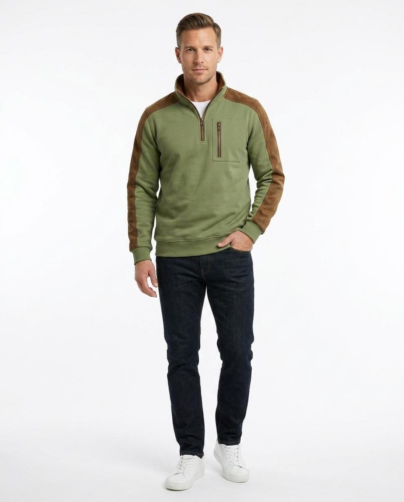 Nord Wear - Vutit | Suede-Paneled Quarter-Zip Sweatshirt Men