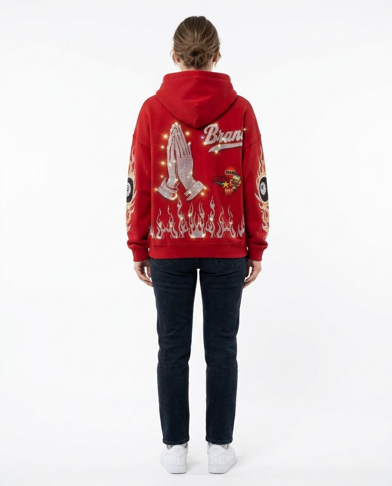 Nord Wear - Monuk | Rhinestone-Embellished Graphic-Print Hoodie Unisex