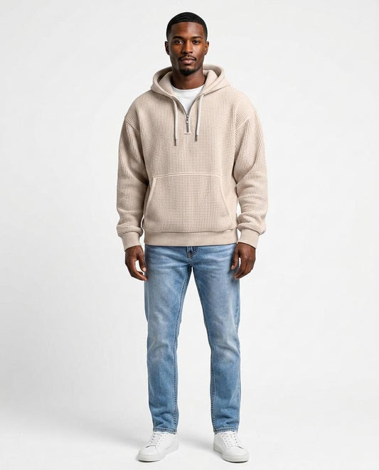Nord Wear - Nuhas | Waffle-Knit Quarter-Zip Hoodie Men