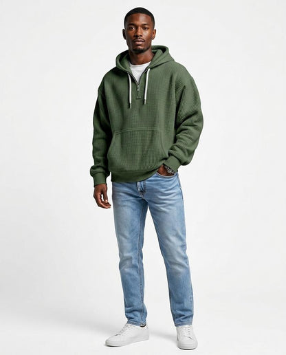 Nord Wear - Nuhas | Waffle-Knit Quarter-Zip Hoodie Men