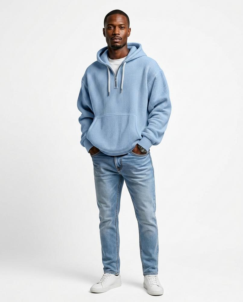 Nord Wear - Nuhas | Waffle-Knit Quarter-Zip Hoodie Men