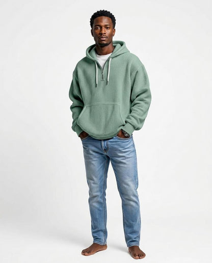 Nord Wear - Nuhas | Waffle-Knit Quarter-Zip Hoodie Men