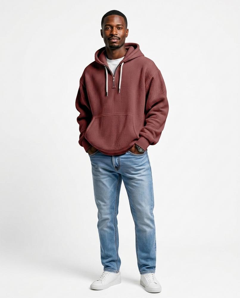 Nord Wear - Nuhas | Waffle-Knit Quarter-Zip Hoodie Men