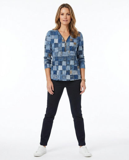Nord Wear - Nasin | Patchwork-Print Half-Zip Top Women