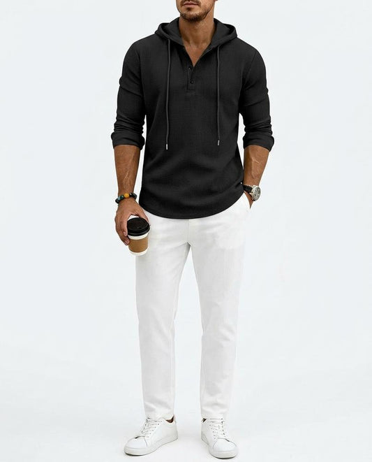 Nord Wear - Vurod | Waffle-Knit Henley Hoodie Men