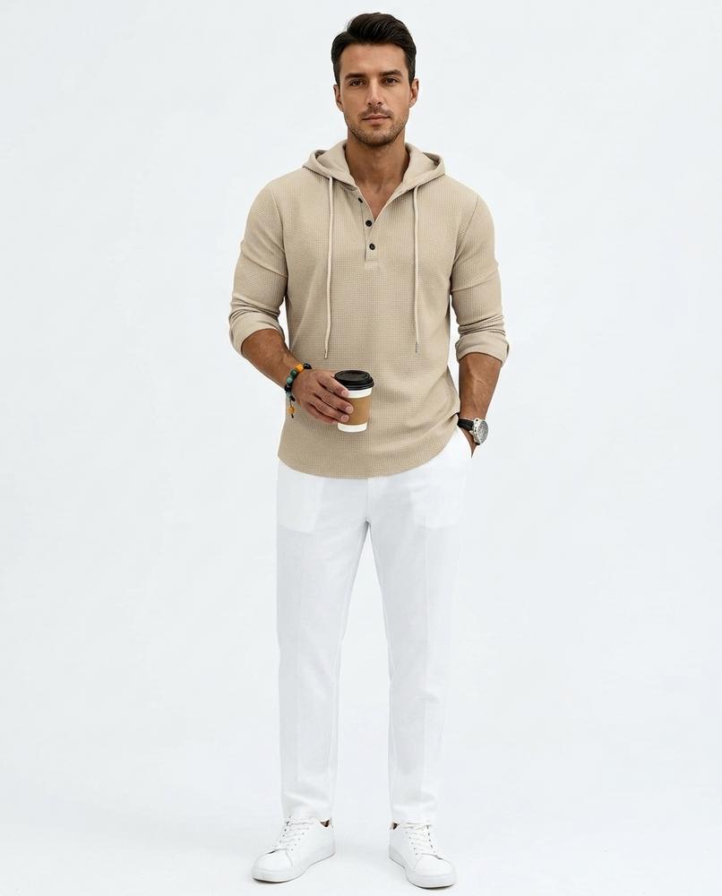 Nord Wear - Vurod | Waffle-Knit Henley Hoodie Men
