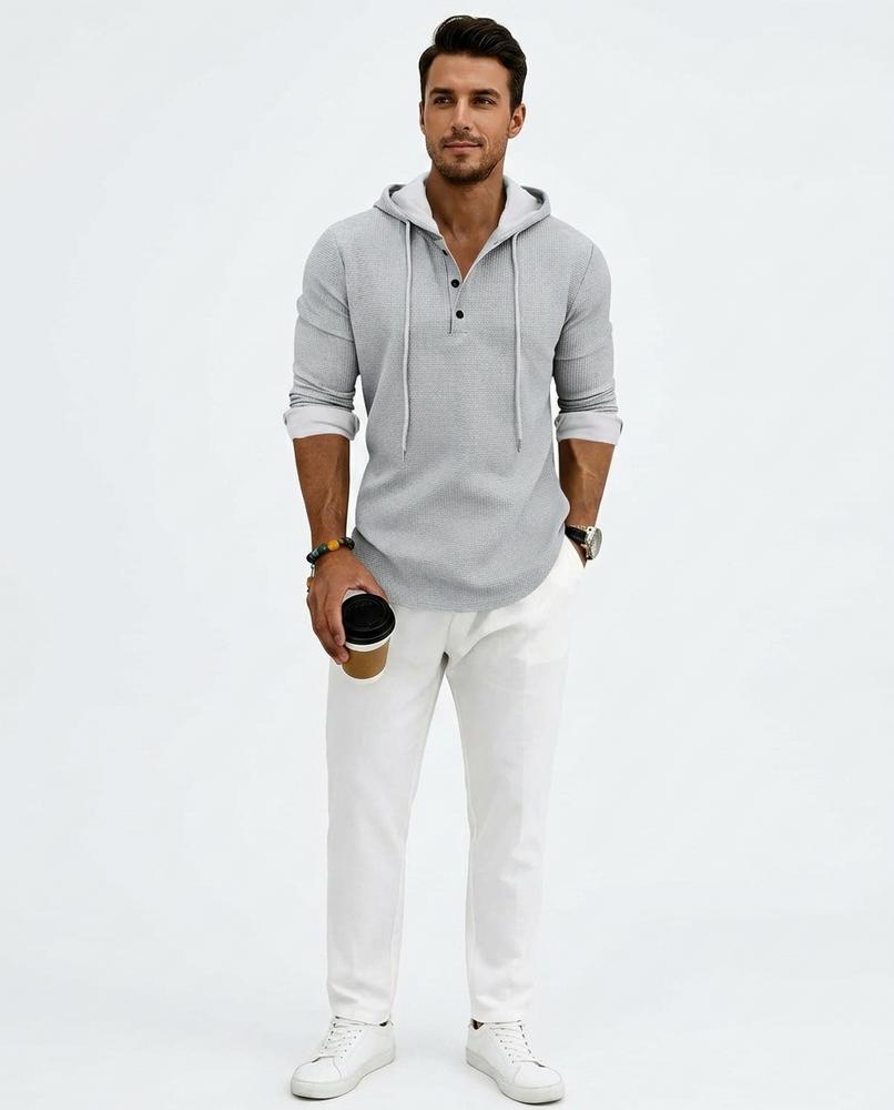 Nord Wear - Vurod | Waffle-Knit Henley Hoodie Men