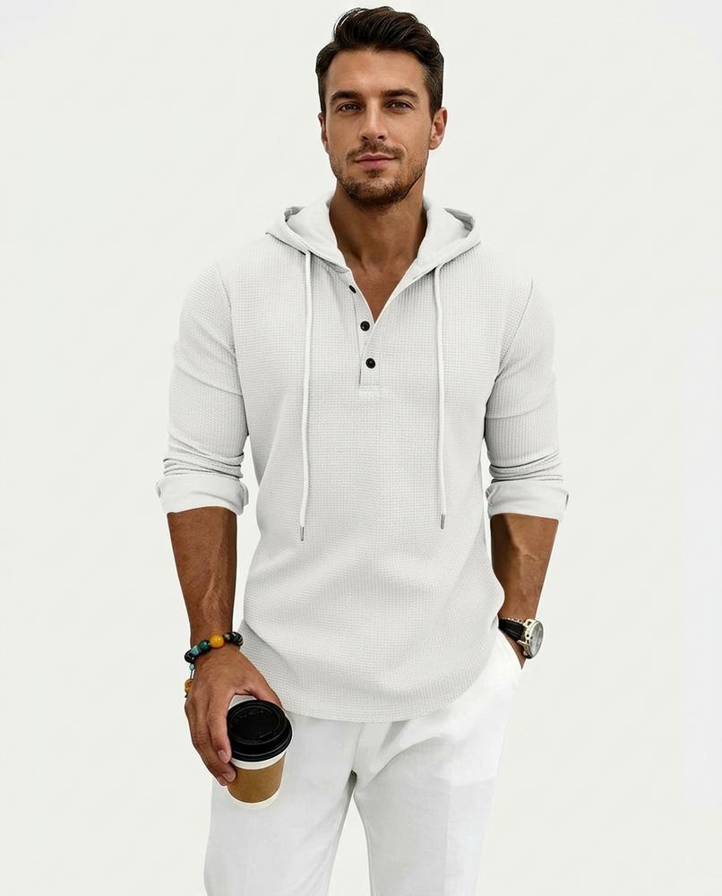 Nord Wear - Vurod | Waffle-Knit Henley Hoodie Men