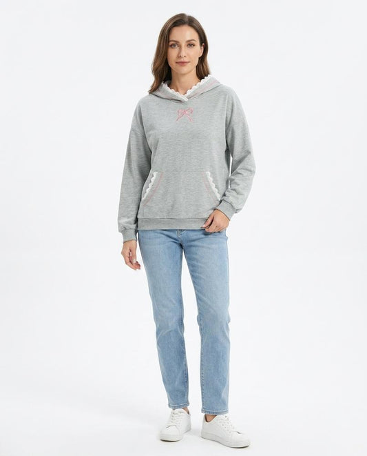 Nord Wear - Eatel | Lace-Trimmed Kangaroo-Pocket Hoodie Women