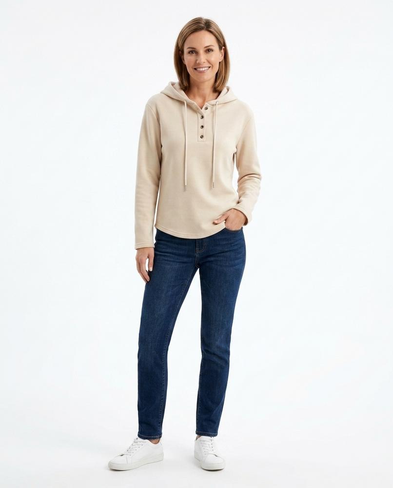 Nord Wear - Eukar | Button-Placket Rounded Hem Hoodie Women