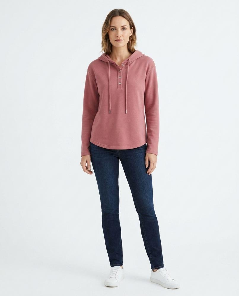 Nord Wear - Eukar | Button-Placket Rounded Hem Hoodie Women
