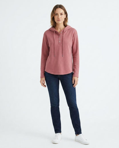Nord Wear - Eukar | Button-Placket Rounded Hem Hoodie Women