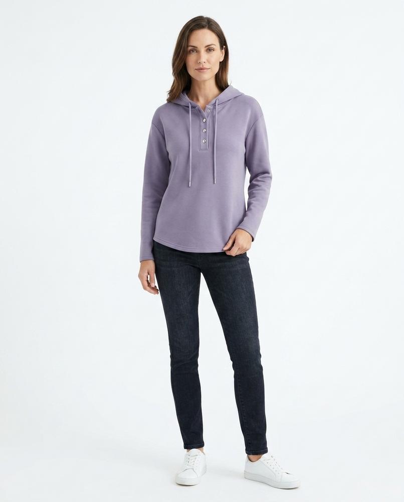 Nord Wear - Eukar | Button-Placket Rounded Hem Hoodie Women