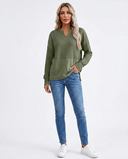 Nord Wear - Tevad | Waffle-Knit Split-Neck Sweater Women