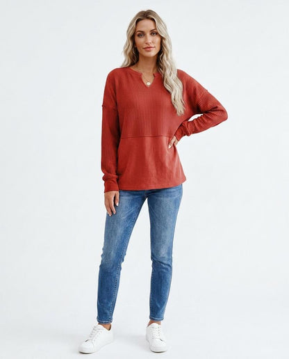 Nord Wear - Tevad | Waffle-Knit Split-Neck Sweater Women