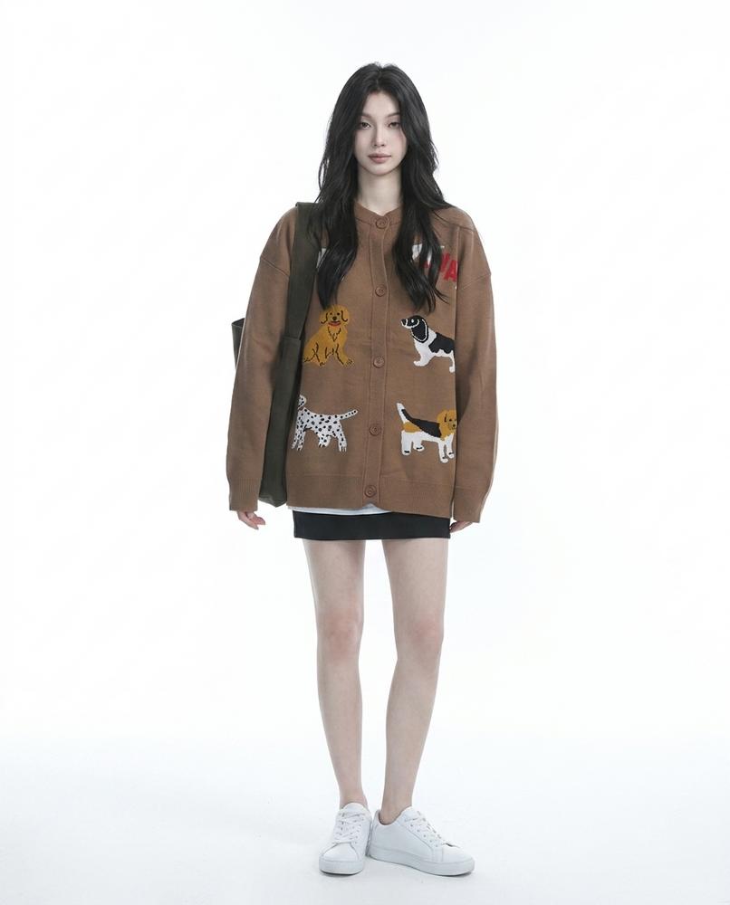 Nord Wear - Lawen | Dog Print Button-Up Knit Cardigan Women