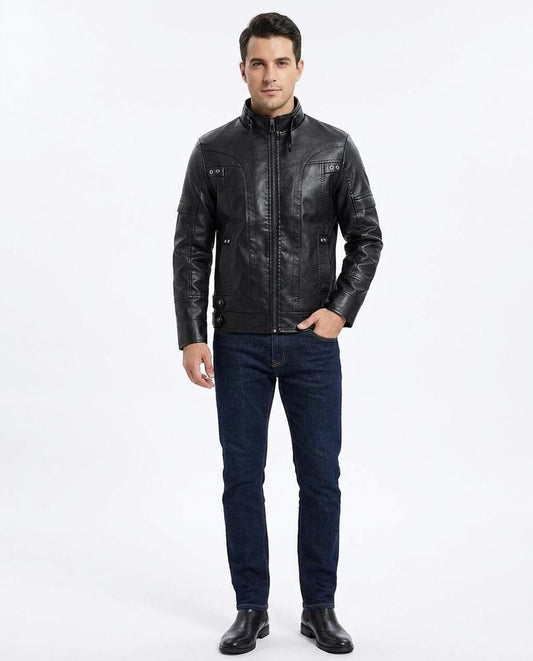 Nord Wear - Vuvot | Zip-Up Stand-Collar Leather Jacket Men