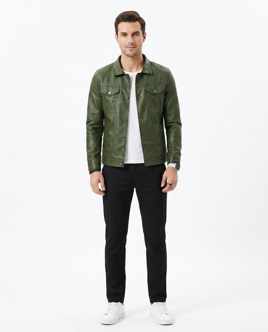 Nord Wear - Susar | Button-Front Collared Leather Jacket Men