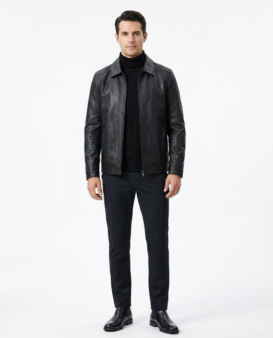 Nord Wear - Yovol | Zip-Up Slim-Fit Leather Jacket Men