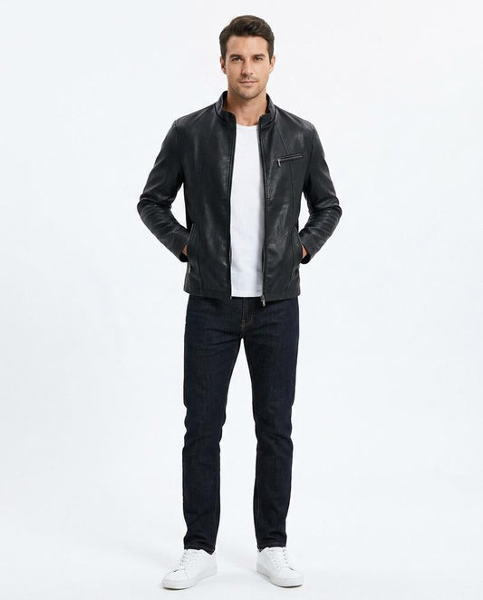 Nord Wear - Somol | Slim-Fit Zip-Up Leather Jacket Men