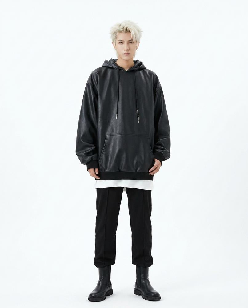 Nord Wear - Cenir | Faux-Leather Oversized Hoodie Unisex