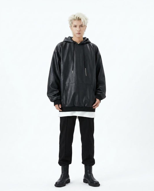Nord Wear - Cenir | Faux-Leather Oversized Hoodie Unisex