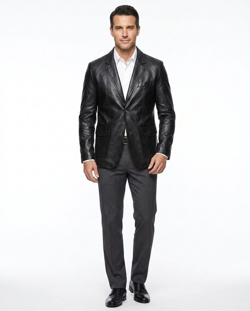 Nord Wear - Kanil | Single-Breasted Slim Fit Leather Jacket Men