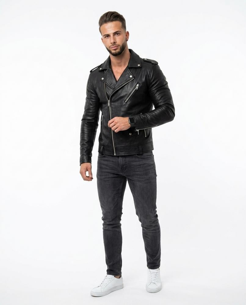 Nord Wear - Domem | Asymmetrical Slim Fit Leather Jacket Men