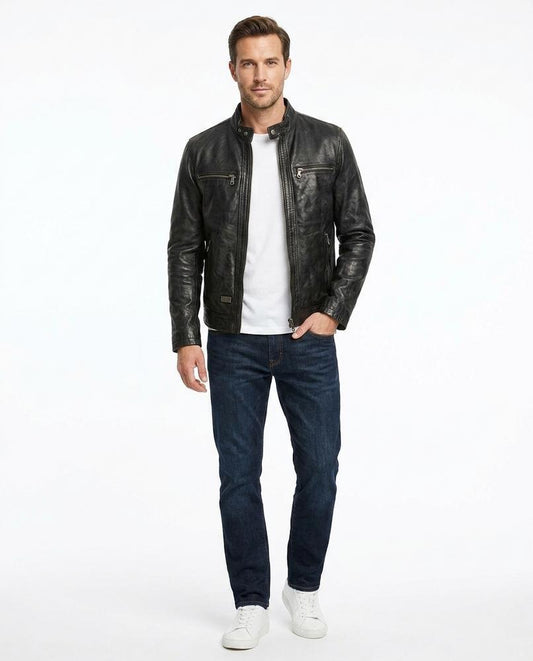Nord Wear - Lufom | Slim-Fit Zipped Leather Jacket Men