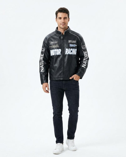 Nord Wear - Yever | Printed Piped Leather Jacket Men