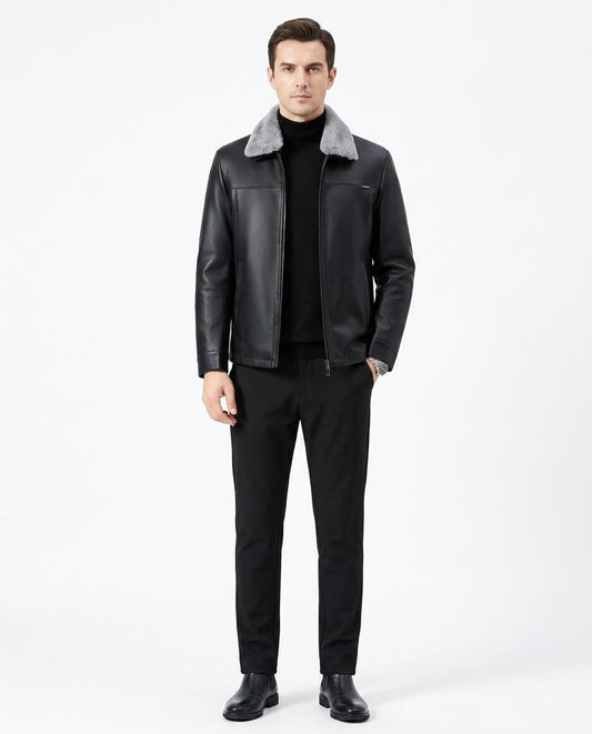 Nord Wear - Vawos | Lined Zip-Up Leather Jacket Men