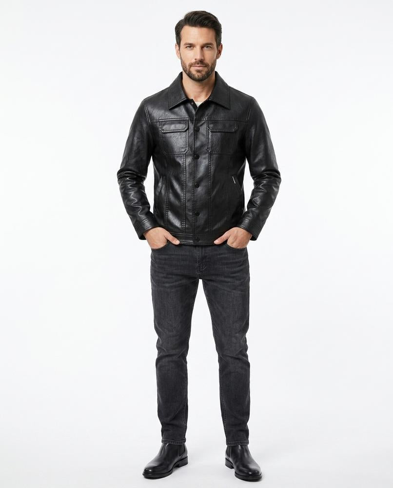 Nord Wear - Aavel | Faux-Leather Button-Front Jacket Men