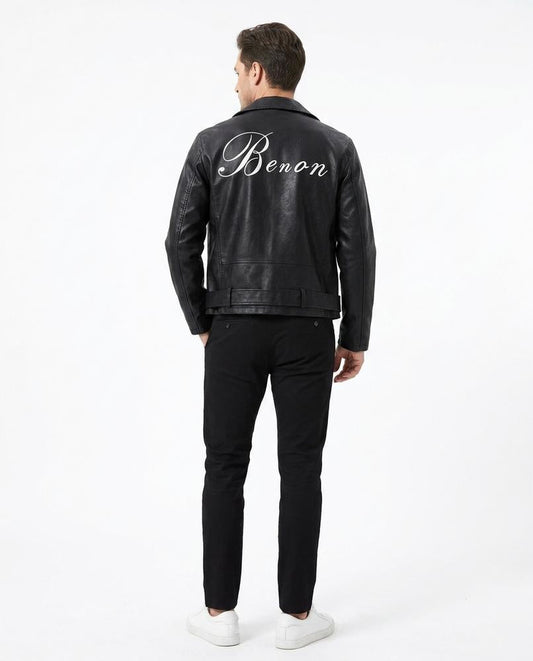 Nord Wear - Zizen | Embroidered Belted Leather Jacket Men