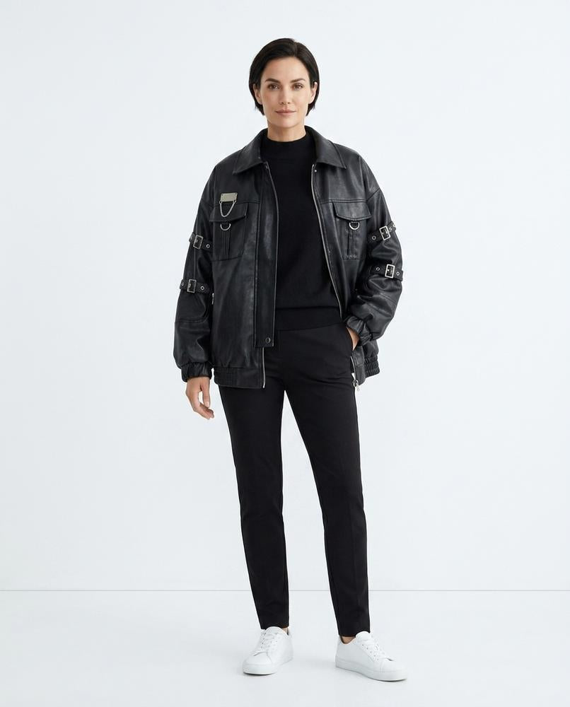 Nord Wear - Eobem | Oversized Buckle-Detail Leather Jacket Unisex