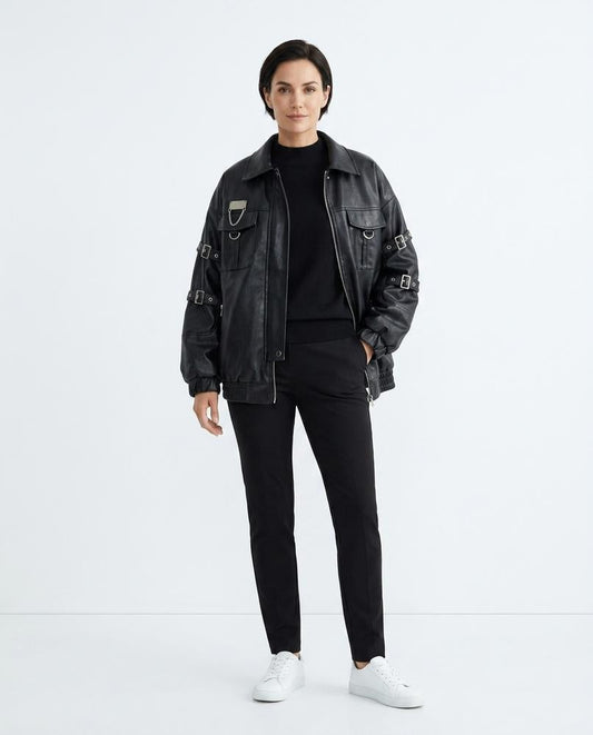 Nord Wear - Eobem | Oversized Buckle-Detail Leather Jacket Unisex