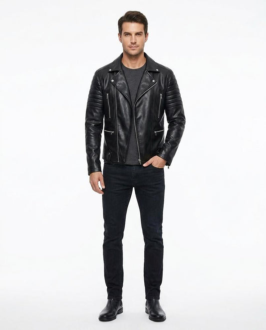 Nord Wear - Zivit | Quilted Asymmetrical Leather Jacket Men