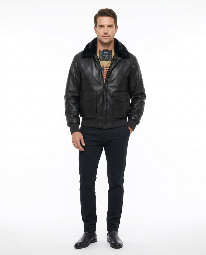 Nord Wear - Vahes | Fur-Collar Zip-Up Leather Jacket Men